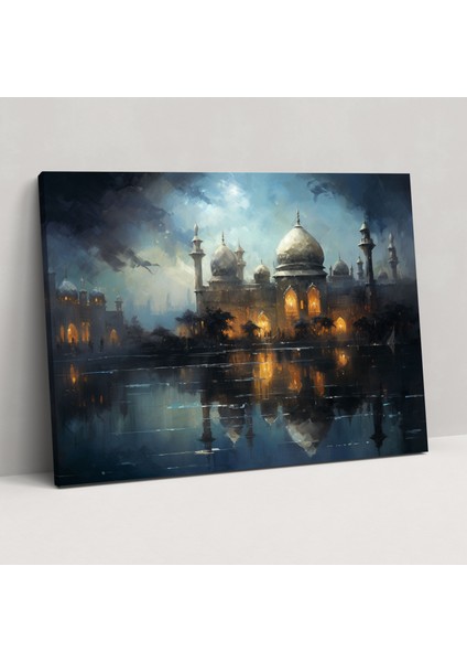 Hayalperest Cami Kanvas Tablo - Izlenimci Duvar Sanatı - Cami Ev Dekorasyonu Atmosferik Kanvas