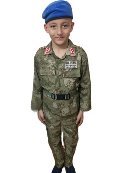 Yeni Tip Askeri Kamuflaj Mavi Bere+Palaska Çocuk