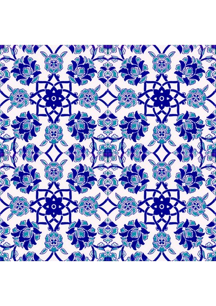 20x20 Cm Ac 10 Selçuk Mavi Çiçek Desenli Kütahya Çini fırsatları