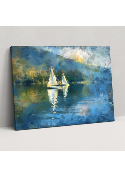 Gölde Yelkenli Tekne Duvar Dekorasyonu - Claude Monet Kanvas Tablo Sanatı Duvar Dekorasyonu
