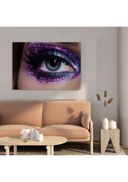 Mor Simli Galaksi Kanvas Tablo - Simli Kozmik Ev Dekorasyonu Yüksek Kalite fiyatları