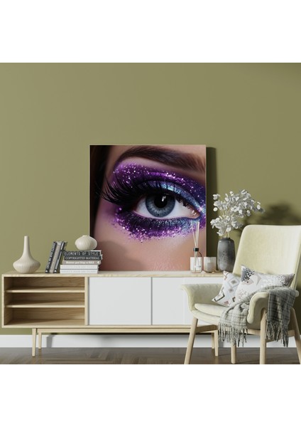 Mor Simli Galaksi Kanvas Tablo - Simli Kozmik Ev Dekorasyonu Yüksek Kalite modelleri