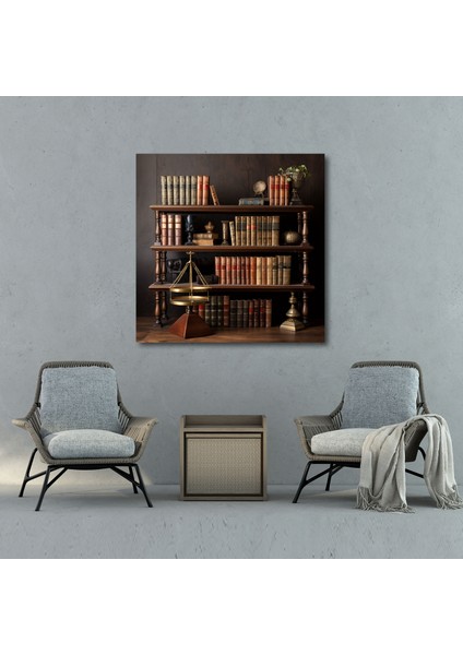 Vintage Hukuk Kütüphanesi Kanvas Tablo - Hukuk Hukuk Kitapları Duvar Dekorasyonu Çekiç fiyatları