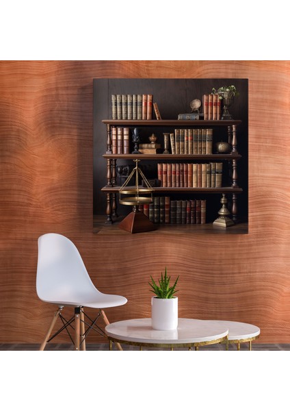 Vintage Hukuk Kütüphanesi Kanvas Tablo - Hukuk Hukuk Kitapları Duvar Dekorasyonu Çekiç modelleri