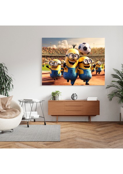 Minions Duvar Sanatı - Futbol Çılgınlığı - Enerjik Minions Kanvas Tablo fiyatları