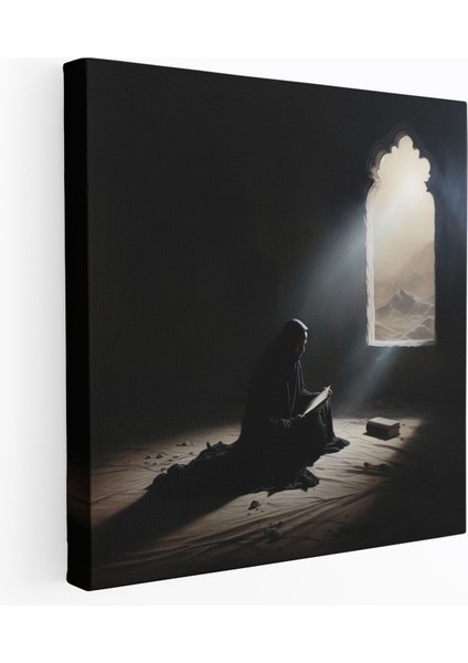 Kutsal Kur'an Duvar Dekorasyonu - Huzurlu Monokrom Kanvas Tablo - Kutsal Kur'an Duvar Sanatı