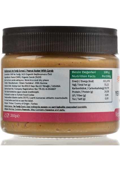 Keçiboynuzu Özlü Yer Fıstığı Ezmesi 260G fiyatları
