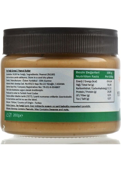 %100 Sade Yer Fıstığı Ezmesi 260G 3'lü Kampanya Set I Doğal, Katkısız, Glutensiz, Şekersiz fırsatları