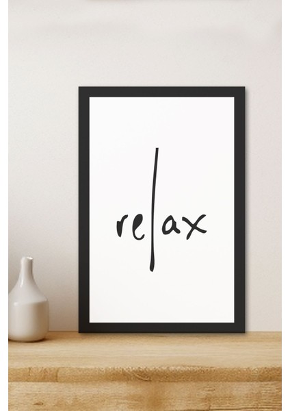 1 Adet Relax Yazılı Ahşap Siyah Çerçeve Görünümlü Mdf Tablo fiyatları