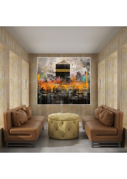 Kaabe Soyut Kanvas Tablo - Kutsal Mekan Soyut Karışık Medya fiyatları