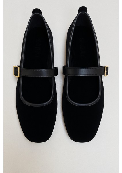 Kadın Babet Ayakkabı Kadife Altın Tokalı Şık Hafif Ortopedik Ses Yapmaz Taban fırsatları