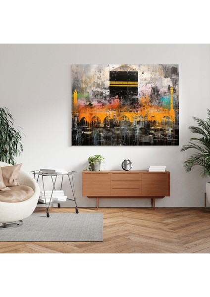Kaabe Soyut Kanvas Tablo - Kutsal Mekan Soyut Karışık Medya modelleri
