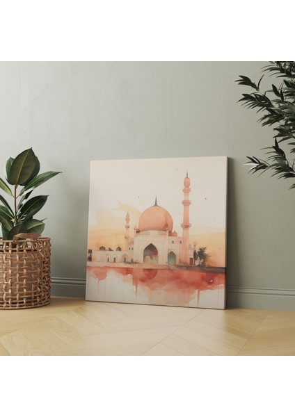 Huzurlu Cami Gün Batımında Kanvas Tablo - Kutsal Kur'an Duvar Dekorasyonu Gün Batımı fiyatları