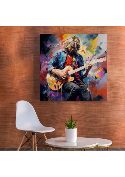 Kurt Cobain Kanvas Tablo - Soyut Dışavurumcu Duvar Sanatı - Kurt Cobain Duvar Dekorasyonu Cesur Fırça Darbeleri Gitar fiyatları