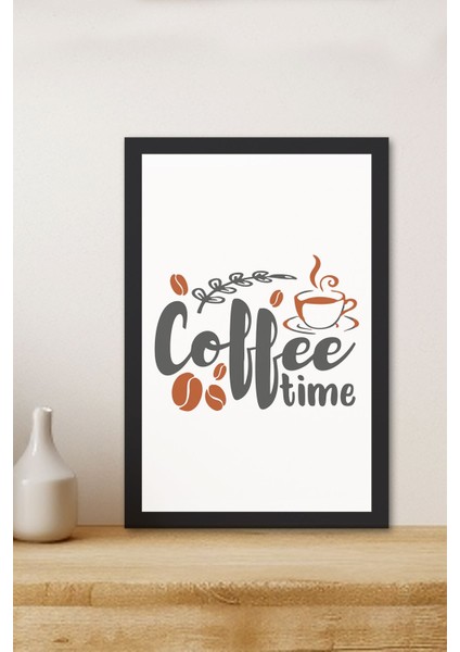 1 Adet Coffee Time Yazılı Ahşap Siyah Çerçeve Görünümlü Mdf Tablo fiyatları