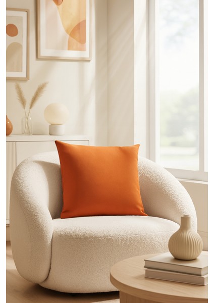 Düz Duck Kırlent Kılıfı Turuncu 40X40