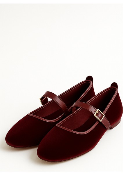 Kadın Babet Ayakkabı Kadife Altın Tokalı Şık Hafif Ortopedik Ses Yapmaz Taban modelleri