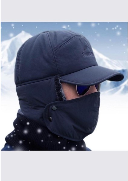 Kürklü Şapka Koruyucu Siperli Tozluk Maskeli Kayak Beresi