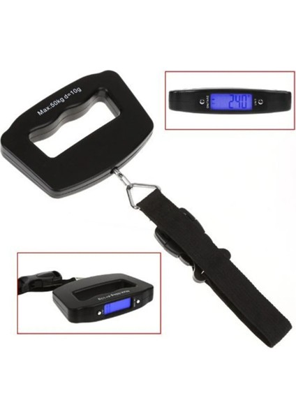 50 kg Işıklı El Kantarı Bavul Terazisi + 2 Pil, Çok Renkli, Hafif ve Pratik Kullanım
