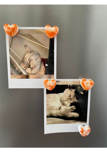 Turuncu Dalgalı 5'li Kalpli Magnet Seti – Fotoğraf ve Not Tutucu, Buzdolabı Süsü, Güçlü Mıknatıs fiyatları