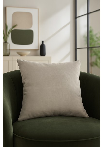 Düz Duck Kırlent Kılıfı Bej 40X40