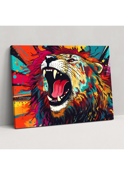 Pop Art Aslan Duvar Sanatı - Sirki Dikkat Çekici Çizgi Roman Tarzı Kanvas