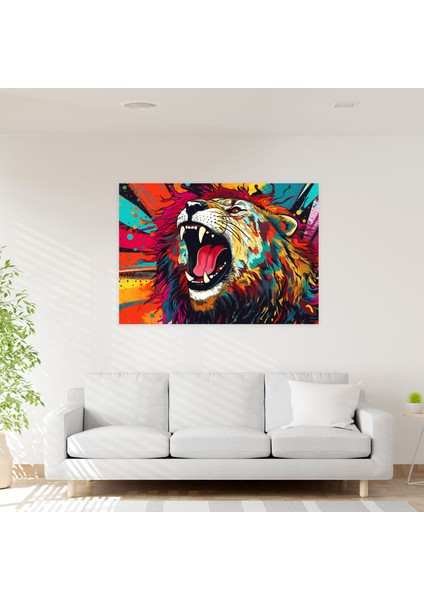 Pop Art Aslan Duvar Sanatı - Sirki Dikkat Çekici Çizgi Roman Tarzı Kanvas modelleri