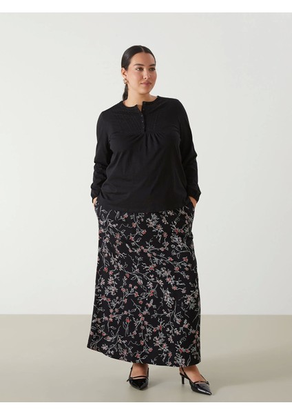 Lcw Grace Siyah Beli Lastikli Çiçekli Kadın Etek fiyatları