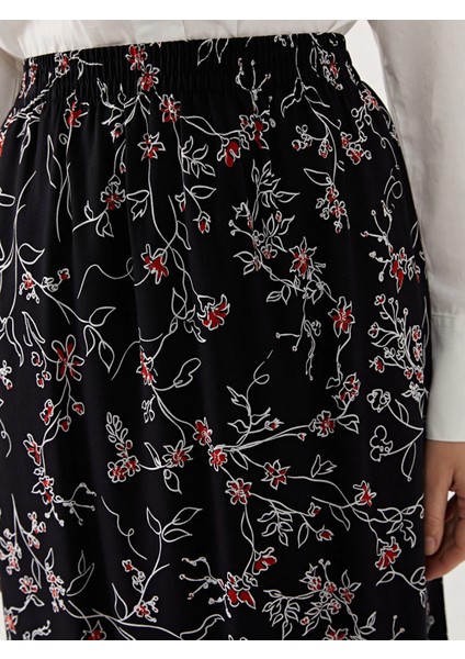 Lcw Grace Siyah Beli Lastikli Çiçekli Kadın Etek fırsatları