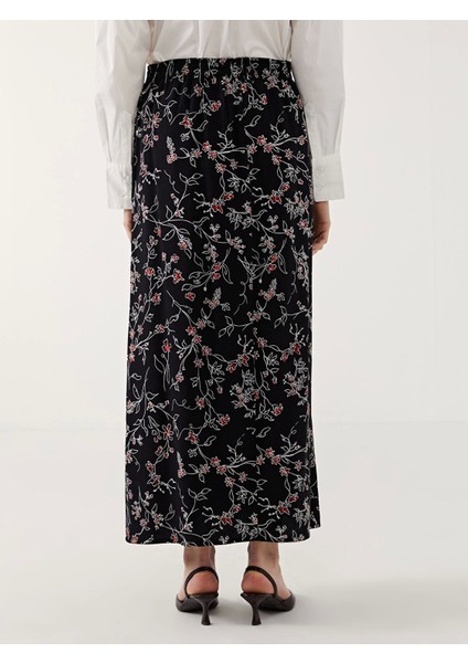 Lcw Grace Siyah Beli Lastikli Çiçekli Kadın Etek indirimleri