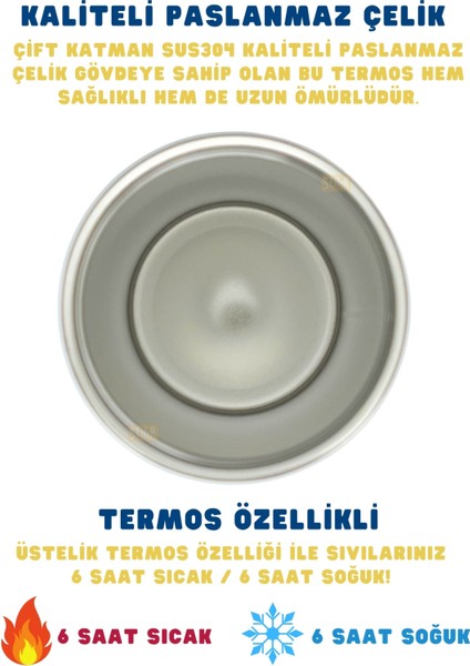Resmi Lisanslı 550ML Rahat Içim Çift Katmanlı Paslanmaz Çelik Termos 6 Saat Sıcak Soğuk Premium Kutu