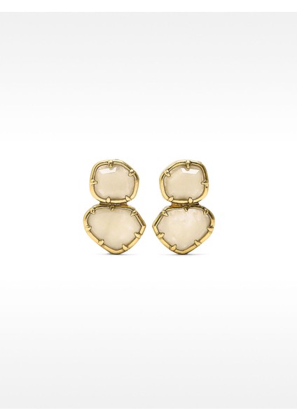 Taş Efektli Gold Küpe