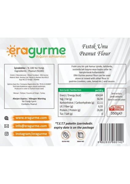 Yer Fıstığı Unu 350 G (Glutensiz) fiyatları