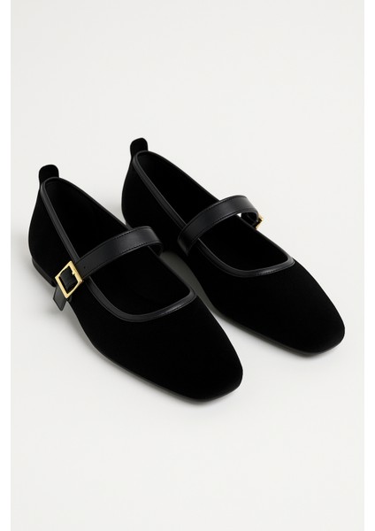 Kadın Babet Ayakkabı Kadife Altın Tokalı Şık Hafif Ortopedik Ses Yapmaz Taban modelleri