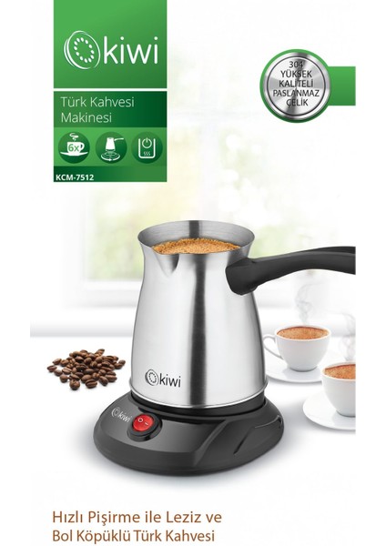 Çelik Cezve ve Türk Kahve Makinesi, Inox, Gri, Dayanıklı ve Şık Tasarım