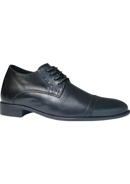 Doruk %100 Hakiki Deri Erkek Damatlık Ayakkabı – Siyah, 7 cm Gizli Topuklu (El Yapımı, Boy Uzatan)