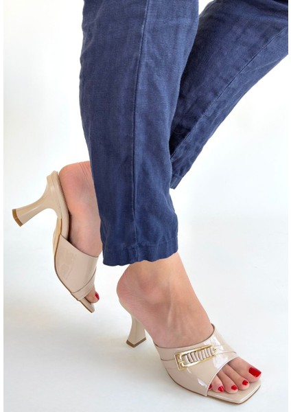 Bej Rugan Kadın Topuklu Terlik fiyatları