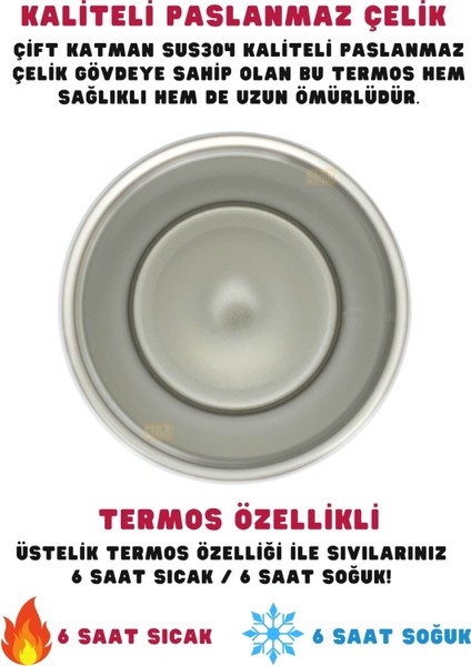 Resmi Lisanslı 550ML Rahat Içim Çift Katmanlı Paslanmaz Çelik Termos 6 Saat Sıcak Soğuk Premium Kutu