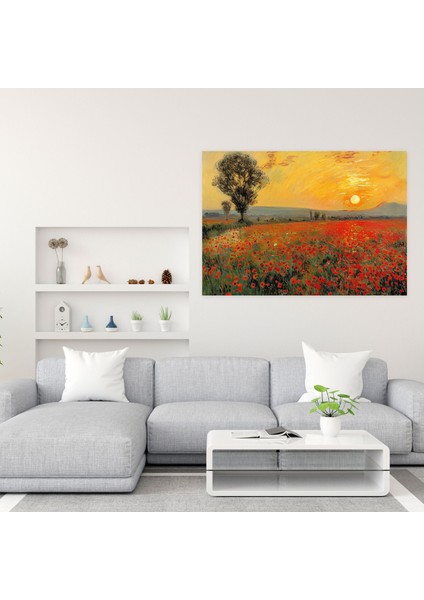 Claude Monet Gelincik Tarlası Günbatımı Duvar Sanatı - Kanvas Tablo Ev Dekorasyonu modelleri