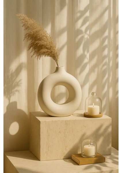 Nordic Tarzı Soyut Halkalı Vazo – Modern Dekoratif Obje indirimleri