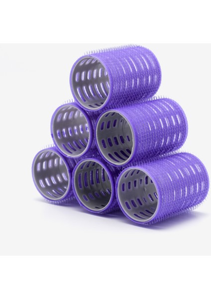 1215 Büyük Boy Bigudi 6lı Cırtlı - Yapışkanlı Saç Bigudisi Mor Çap: 4.5cm fiyatları