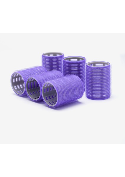1215 Büyük Boy Bigudi 6lı Cırtlı - Yapışkanlı Saç Bigudisi Mor Çap: 4.5cm indirimleri