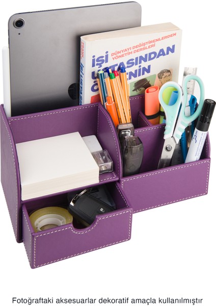 Masaüstü Organizer,kalemlik,kumandalık,küp Bloknotluk,tabletlik,kitaplık,6 Gözlü,çekmeceli,Lila modelleri
