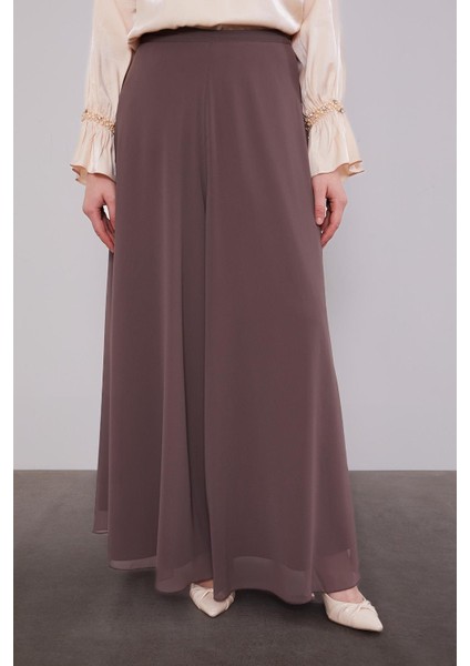 Vizon Geniş Paçalı Şifon Pantolon