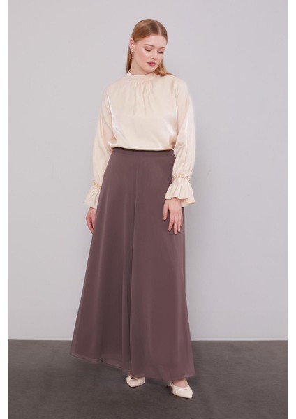 Vizon Geniş Paçalı Şifon Pantolon modelleri