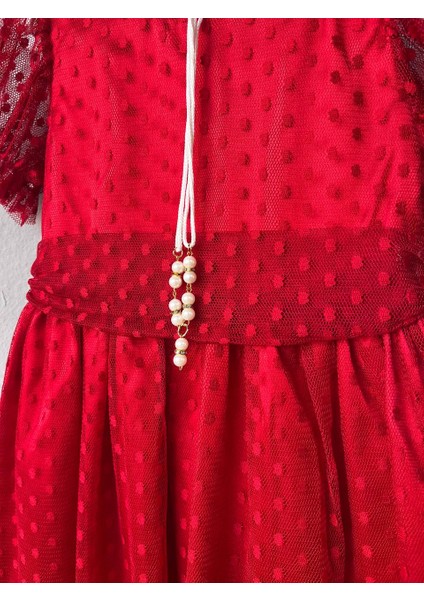 Kız Çocuk Puantiyeli Kırmızı Tüllü Elbise Kız Çocuk Kına Elbisesi Astarlı Tüllü Kız Çocuk Abiye indirimleri