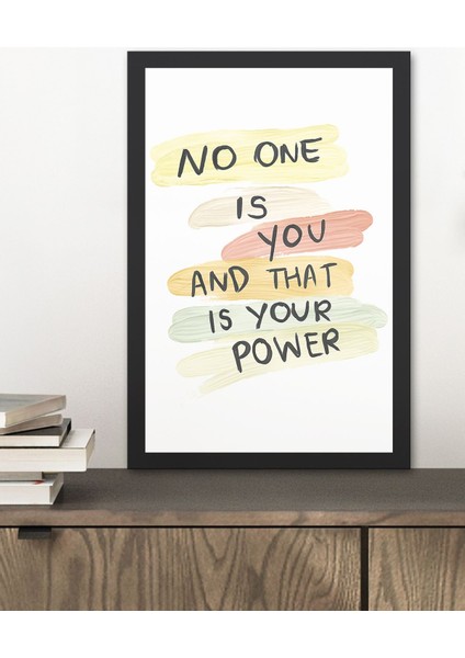 1 Adet No One Yazılı Ahşap Siyah Çerçeve Görünümlü Mdf Tablo