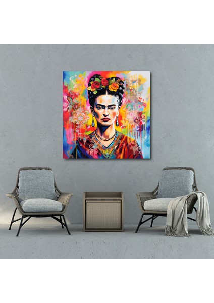Frida Kahlo Tuval Duvar Sanatı - Soyut Karışık Medya Sanatı ile Frida Kahlo Portresi fiyatları