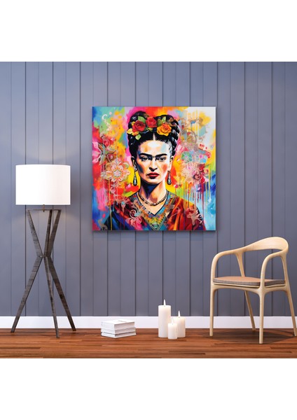 Frida Kahlo Tuval Duvar Sanatı - Soyut Karışık Medya Sanatı ile Frida Kahlo Portresi modelleri