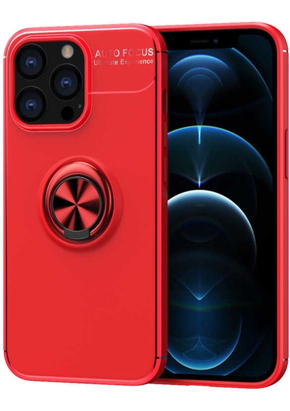 Apple iPhone 13 Pro Kılıf Yüzüklü Standlı Renkli Kırılmaz Esnek Silikon Ravel Silikon Kapak